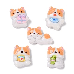 (52) Непрозрачная лаванда Непрозрачная смола щенка кабошоны, собака, разноцветные, 19~25x18~28x7.5~9 мм