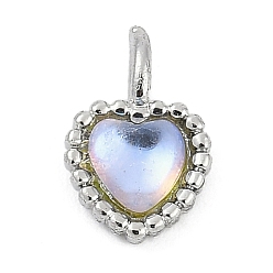 Платина Латунные микропаве прозрачные кубические циркониевые подвески, сердце, без кадмия и без свинца, долговечный, стойки покрытие, платина, 9x6x3.5 мм, отверстие : 2x1.6 мм