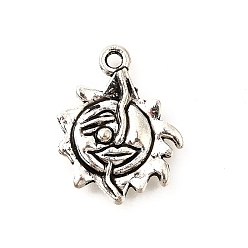 Античное Серебро Сплавочные подвески тибетского стиля, без кадмия и без свинца, солнечные чары, античное серебро, 19x15x2.5 мм, отверстие : 1.6 мм, Около 1280 шт / 1000 г