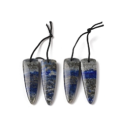 Треугольник 2Подвески из натурального лазурита, подвески с драгоценными камнями, треугольные, 28x9x3 мм, отверстие : 1 мм
