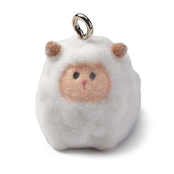 Овца Подвески из смолы в виде животных, с железной платиной петлей, овца, 24x20x23.5 мм, отверстие : 3 мм