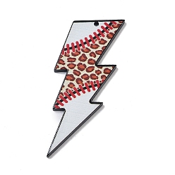 Красный Подвески из непрозрачного акрила с двусторонней печатью, удар молнии, красные, 52.5x29x2.5 мм, отверстие : 1.6 мм