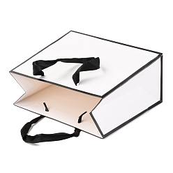White Rectangle Paper Bags, with Handles, for Gift Bags and Shopping Bags, White, 18x22x0.6cm