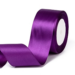 Purple Single Face Satin Ribbon, Polyester Ribbon, Purple, 2 inch(50mm), about 25yards/roll(22.86m/roll), 100yards/group(91.44m/group), 4rolls/group