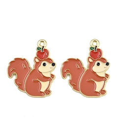Squirrel Подвески из сплава с эмалью на тему благодарения, без кадмия и без свинца, золотой свет, белка, 26.5x22x1 мм, отверстие : 1.6 мм