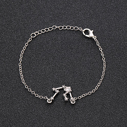 Водолей 12 браслеты созвездия из сплава со стразами, браслеты-цепочки для женщин, звездочкой, Водолей, 6-3/4 дюйм (17 см)