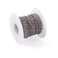 Stainless Steel Color 304 Stainless Steel Textured Cable Chains, Soldered, with Spool, Knurling, Stainless Steel Color, 3.5x2.5x0.4mm, about 32.8 Feet(10m)/roll