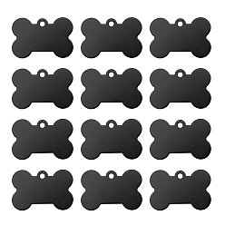 Черный Алюминиевые подвески, любимая бирка, формой кости, чёрные, 25x38x1 мм, отверстие : 3 мм, 30 шт / коробка