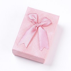 Розовый Картон комплект ювелирных изделий коробки, с губкой внутри прокладки, прямоугольные, туманная роза, 9.35x6.3x3 см