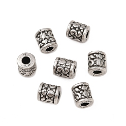 Thailand Sterling Silver Plated Сплавочные овальные бусины тибетского стиля , колонка, без кадмия и без свинца, Таиланд, стерлинговое серебро, покрытие, 6.5x5.5 мм, отверстие : 2.5 мм