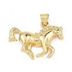 Настоящее золото 18K Латунные подвески, лошади прелести, реальный 18 k позолоченный, 19x25x3.5 мм, отверстие : 3x3.5 мм