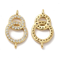 Настоящее золото 18K 925 подвески-коннекторы из стерлингового серебра с микропаве и прозрачным фианитом, кольцевые звенья, с печатью 925, реальный 18 k позолоченный, 17x9x2 мм, отверстие : 1 мм