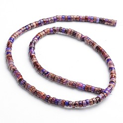 Colorful Dyed Natural Imperial Jasper Beads Strands, Heishi Beads, Flat Round/Disc, Colorful, 8x3mm, Hole: 1mm, about 120pcs/strand, 16 inch
