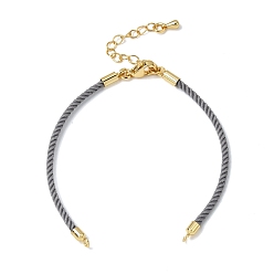 Светло-серый 2мм витой круглый нейлоновый шнур для изготовления браслета, подходит для соединительных шармов, с латунными выводами и 303 застежками из лобстера из нержавеющей стали, реальный 18 k позолоченный, светло-серый, 6.22 дюйм (15.8 см)