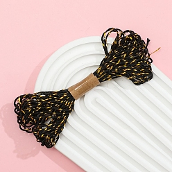 Черный Двухцветные хлопковые нити с эффектом металлик, макраме шнур, декоративные нитки, для поделок ремесел, упаковка подарков и изготовление ювелирных изделий, чёрные, 1.5 мм, около 10.94 ярдов (10 м) / моток