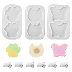Mixed Shapes 3 шт. 3 стили «сделай сам», силиконовые формы для подвесок, формы для литья смолы, для уф-смолы, изготовление изделий из эпоксидной смолы, 3 прозрачные пакеты, пластиковые зажимы из полипропилена, разнообразные, 98x56x5 мм, отверстие : 3 мм, внутренний диаметр: 41x44 мм, 4 шт / пакет, 1 шт / стиль
