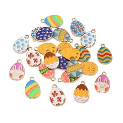 (52) Непрозрачная лаванда Подвески из эмали и сплава, пасхальные прелести, золотые, разноцветные, 22x14x1.5 мм, отверстие : 2~2.5 мм, 22 шт / пакет
