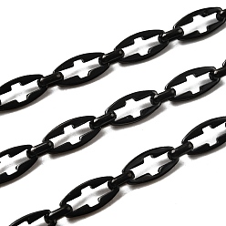 Черный 304 полые поперечные цепи из нержавеющей стали, несварные, вакуумное покрытие pvd, чёрные, 13.5x6.5x1.4 мм