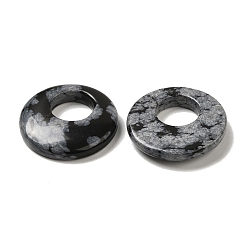 Snowflake Obsidian Natural Snowflake Obsidian Pendants, Donut/Pi Disc Charms, 27.5~28x4.5~5.5mm