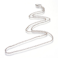 Platinum Iron Rolo Chains Necklace Making, with Lobster Clasps, Soldered, Platinum, 17.7 inch(45cm)