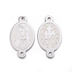 Нержавеющая Сталь Цвет Устойчивы к потускнению 304 соединители из нержавеющей стали, овальные с девственной, цвет нержавеющей стали, 15x8x0.8 мм, отверстие : 1 мм