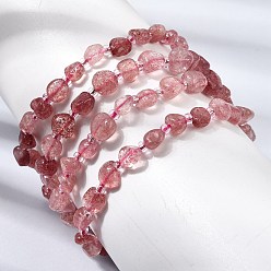 Quartz Fraise Bracelets de perles de quartz fraises naturelles, bracelets élastiques, Grade a, diamètre intérieur: 2.17 pouce (5.5 cm), perle: 4.5~13x4~8.5x3~6 mm