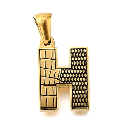 Letter H Золотые подвески 304 из нержавеющей стали, образец коры, Письмо ч, 17.5x11.5x2.5 мм, отверстие : 5.5x3 мм