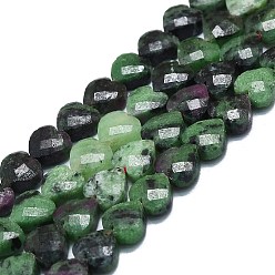 Ruby in Zoisite Natural Ruby in Zoisite Beads Strands, Faceted, Heart, 8x8x4.5mm, Hole: 1mm, about 52pcs/strand, 15.35 inch(39cm)