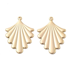 Настоящее золото 18K Латунные подвески, лист, долговечный, реальный 18 k позолоченный, 32x22x1 мм, отверстие : 1.4 мм