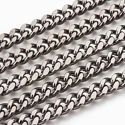 Черный Цвет Металла Железные кубинские звенья цепи, толстые цепи, несварные, с катушкой, овальные, металлический черный , 9x8x2 мм, около 164.04 футов (50 м) / рулон