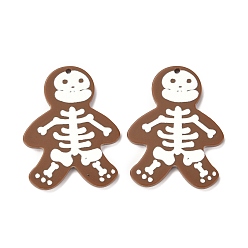 Skull Christmas Theme 3D Printed Resin Pendants, DIY Earring Accessories, Skull, White, Skull Pattern, 37.5x29x2.5mm, Hole: 1.6mm