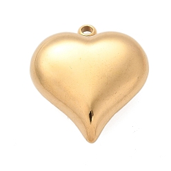 Настоящее золото 18K 304 подвески из нержавеющей стали, шарма сердца, реальный 18 k позолоченный, 26x23x9 мм, отверстие : 2 мм