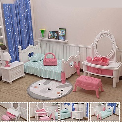 Pink Пластиковые миниатюрные украшения для витрин мебели, для декора кукольного домика, розовые, 15~62x15~102x15~93 мм