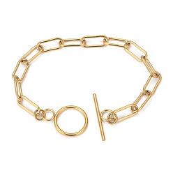 Золотой 304 браслеты из нержавеющей стали, с Переключить застежками, золотые, 8-5/8 дюйм (22 см)