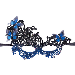 Blue Lace Masquerade Masks, Half Face Mask for Halloween Costume Party, Blue, 170x256x4.5mm