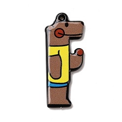 Letter F Circus Theme Printed Acrylic Pendants, Joker, Letter Charm, Letter F, 34.5x14x2mm, Hole: 1mm