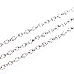 Нержавеющая Сталь Цвет Устойчивы к потускнению 304 цепи из нержавеющей стали, пайки, с катушкой, Плоско-овальные, цвет нержавеющей стали, 2x1.5x0.4 мм, около 164.04 футов / рулон (50 м / рулон)