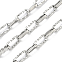 Нержавеющая Сталь Цвет Ручная работа 304 цепочки из нержавеющей стали в форме прямоугольника, несварные, с катушкой, цвет нержавеющей стали, 17x7.5x2 mm и 15x6.5x3.5 mm