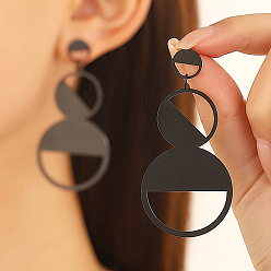 Черный Плоские круглые серьги сплава стержня, чёрные, 50 мм