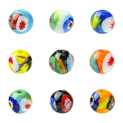 (52) Непрозрачная лаванда 9шт 9 цвета бусины ручной работы миллефиори лэмпворк, круглые, разноцветные, 8.5~9 мм, отверстие : 1.6 мм, 1 шт / цвет