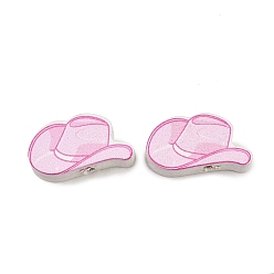Pink Печатные бусины из тополя, ковбойской шляпе, розовые, 10.5x20.5x5.5 мм, отверстие : 3 мм