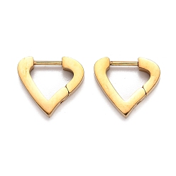 Golden 304 Stahl huggie Creolen Edelstahl, Herz, golden, 13x14.5x3 mm, Stift: 1 mm