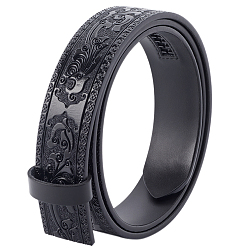 Черный Ремень поясной мужской из воловьей кожи аксессуары, цепной ремень без застежки, чёрные, 8-1/2 дюйм (21.45 см)