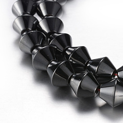 Original Color Magnetic Synthetic Hematite Bead Strands, Grade A, Bicone, Original Color, 8x8mm, Hole: 1mm, about 50pcs/strand, 15.7 inch(40cm)