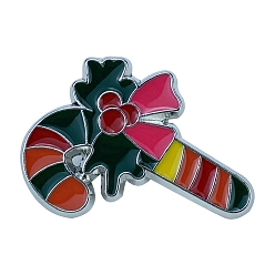 Candy Cane Broches en alliage de platine sur le thème de Noël, épingles en émail, canne à sucre, 22x29mm