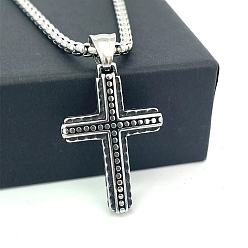 Нержавеющая Сталь Цвет Мужские ожерелья с подвеской-крестом из нержавеющей стали, цвет нержавеющей стали