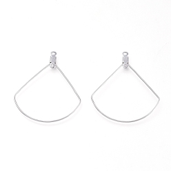 Couleur Acier Inoxydable Pendentifs en acier inoxydable anti-ternissement, conclusions de boucle d'oreille, fan, couleur inox, 304mm, Trou: 39.5x32.5x0.6mm