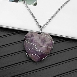 Amethyst Natural Amethyst Pendant Necklaces, 19.69 inch(50cm)