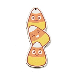 Rectangle Древесины подвески, тема благодарения, оранжевые, прямоугольные, 60x25x2.5 мм, отверстие : 1.5 мм