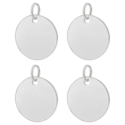 Серебро 4шт. 925 подвески из стерлингового серебра, пустой плоский круглый, с прыжковых колец, серебряные, 10x0.5 мм, отверстие : 2.7 мм